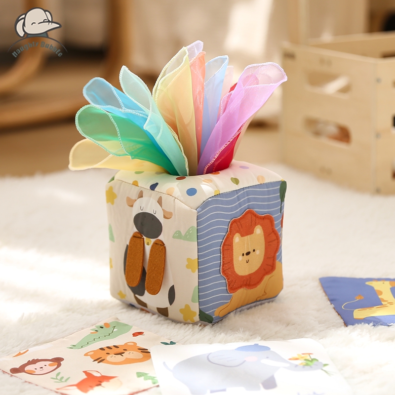 Kids Education Activities - ألعاب مونتيسوري صندوق مناديل حيوانات قطني